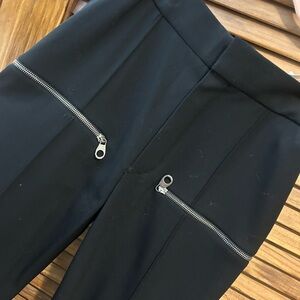 Chloe Black Pants with Silver Zipper Accents